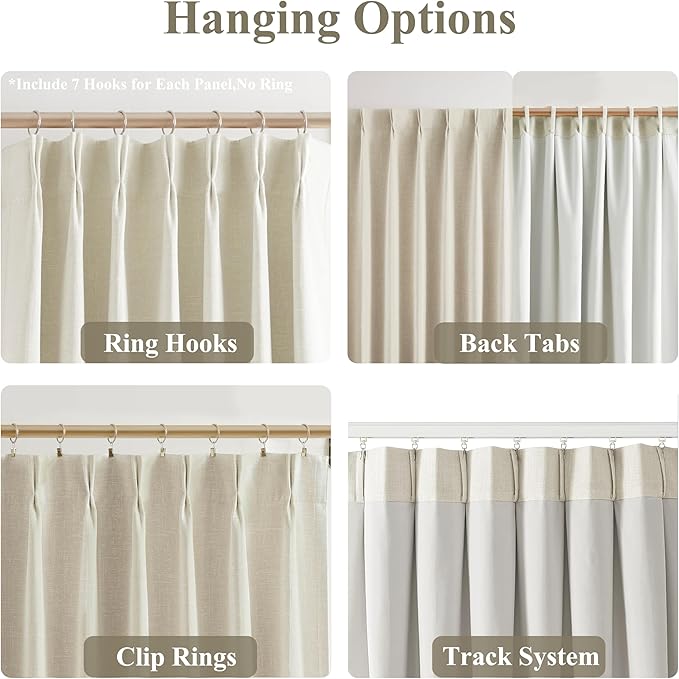 WEST LAKE Beige Chenille Pinch Pleated 90% Blackout Curtain Panels for Bedroom Living Room,Neutral Triple Weave Heavy Room Darkening Drapes,Modern Window Treatment,Back Tabs,40"Wx84"L,Pack of 2,Beige