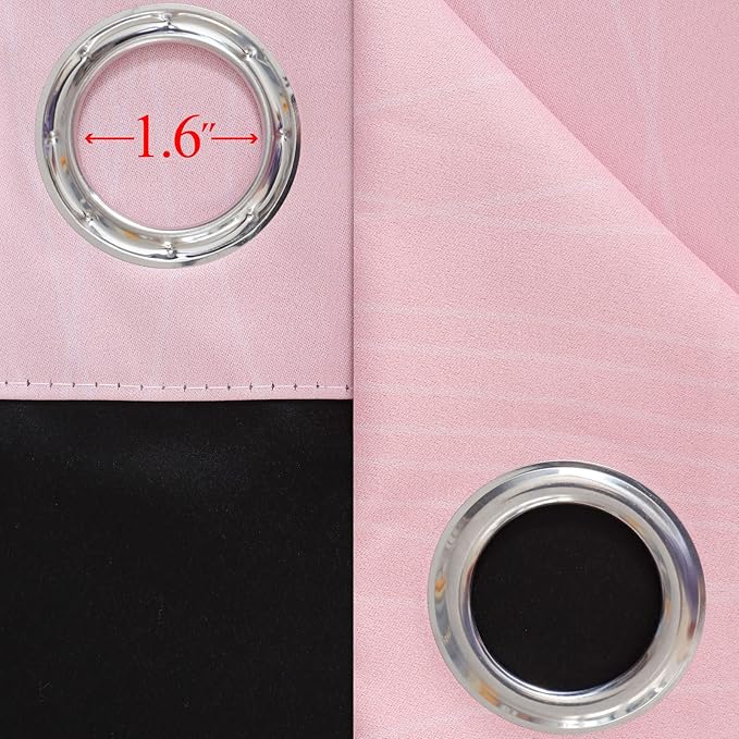 Estelar Textiler Pink and Grey Blackout Curtains 108 Inches Long, Thermal Insulated Drapes for Bedroom, Full Light Blocking Energy Saving Long Curtains for Living Room, 52Wx108L, 2 Panels