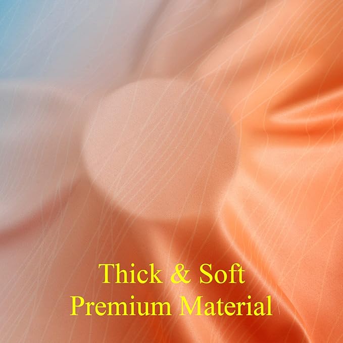 Ombre Orange and Blue Blackout Curtains 72 Inch Length 2 panels, Full Room Darkening Curtains for Bedroom, Thermal Insulated Gradient Drapes, Full Light Blocking Curtains with Grommet, 42x72 Inch