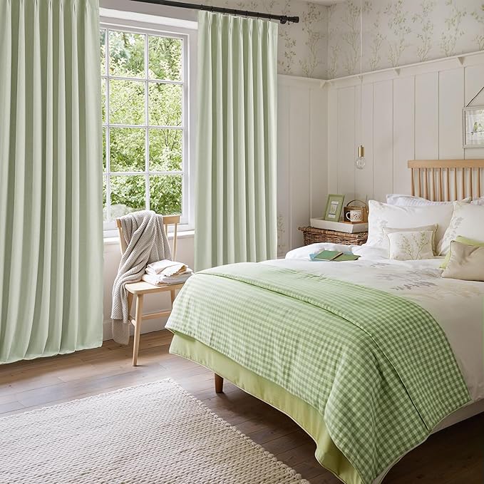 WEST LAKE Pinch Pleated Full Blackout Curtain Panels 63 Inches Long,Soft Green Linen Blended Drapes for Bedroom Living Room,Energy Efficient Window Treatment,Back Tabs Hooks,40" Wx63 L(Pack of 2)