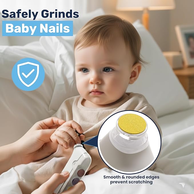Baby Nail File Kit | 5-in-1 Baby Nail Trimmer with 3 LED Lights, Baby Nail Buffer for Infants & Toddlers - Newborn Care Essentials, Complete Nail Care Kit with Storage Bag