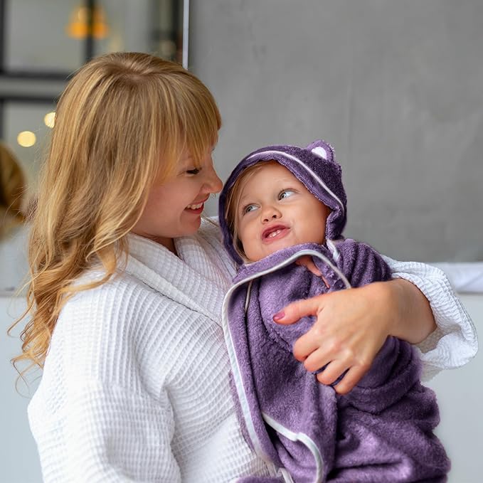 Premium Toddler Towels with Hood - Extra Soft Rayon from Bamboo Toddler Bath Towel (Purple)