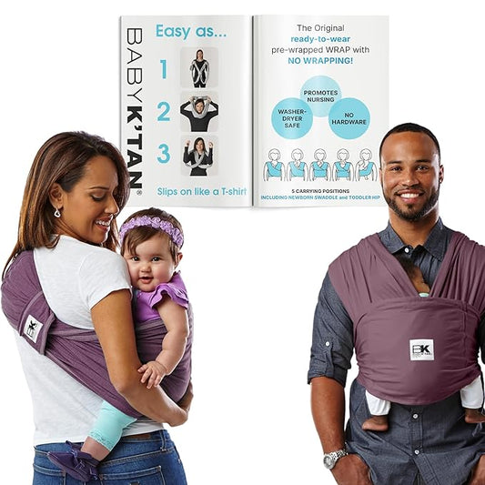 Original Baby K'tan Baby Carrier: #1 Easy Pre-Wrapped, Soft, Slip-On, No Rings, No Buckles | 5 in 1 Baby Sling for Hands-Free Comfort | Eggplant | Medium