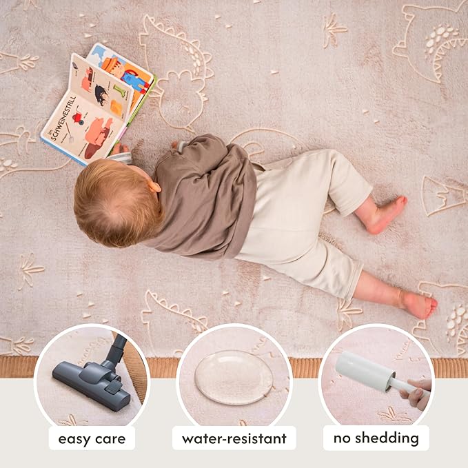 Hakuna Matte GlowCloud Baby Play Mat for Floor 47”x 67” Stars – Coral Velvet Memory Foam Rug for Crawling & Cozy Play – Non-Slip, Water-Resistant, Easy-CareTummy Time Mat, Playmat for Playpen