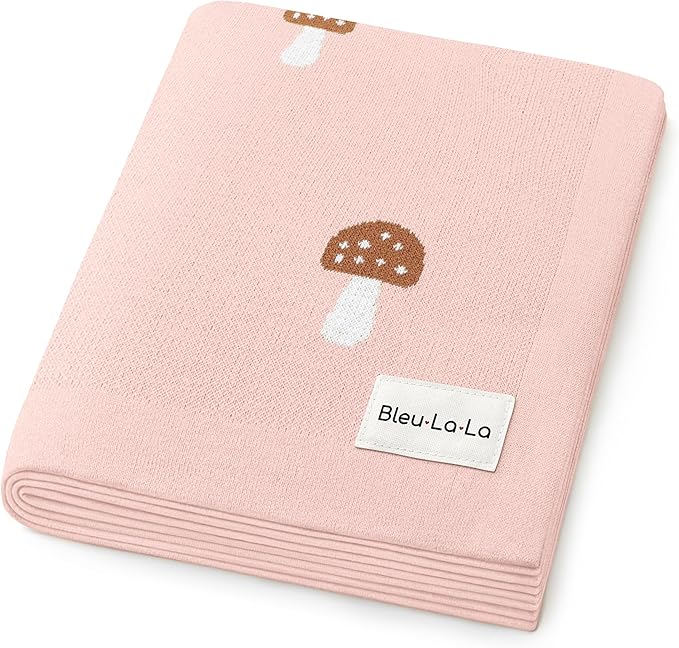 Swaddle Blanket for Girls 100% Cotton Buttery Soft Cozy Receiving Swaddle Crib Stroller Blanket for Shower Gift Registry for Newborns, Infants, Toddlers (Mushroom - Pink)