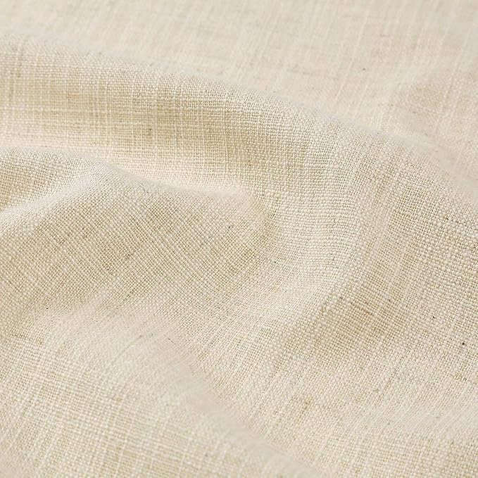 ChadMade 84W x 84L Inch Sand Beige Linen Polyester Curtain Drapes with Blackout Lining, Room Darkening Antique Bronze Grommet Curtain for Sliding Glass Door Patio Door Living Room (1 Panel)