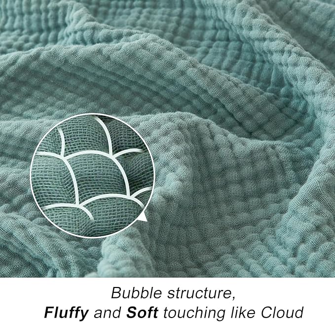 EMME Muslin Twin Blankets for Couch Breathable Gauze All Season Soft and Lightweight Pre-Washed Cotton Blanket (Teal, 60"x80")