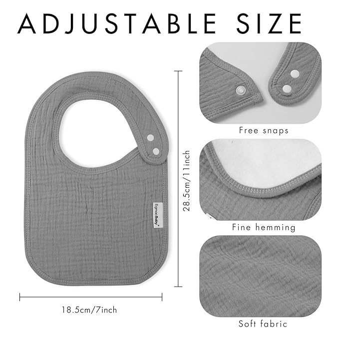 Muslin Bibs for Baby Boys Girls,Organic Muslin Baby Bib for Drooling and Teething,Soft Bandana Drool Bibs 5 Pack
