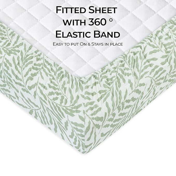 Dreamology Standard Muslin Crib Sheets,100% Cotton Muslin Crib Sheet,1 Pack, Baby Crib Sheet Girls, Boys, 100% Cotton Crib Sheets Fitted, 52x28 Crib Mattress Sheets, Muslin Sheets | Leaves