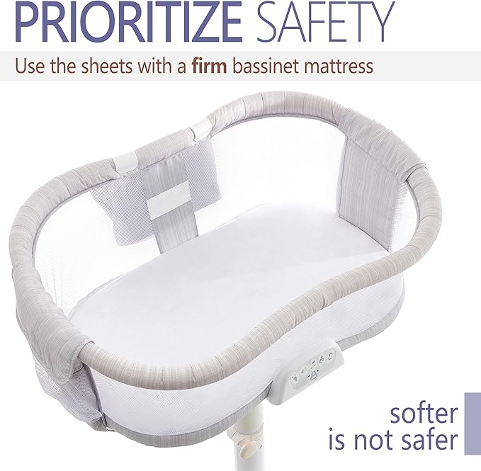 VOLHA&CO Bassinet Fitted Sheets 100% Cotton Jersey 3-Pack White