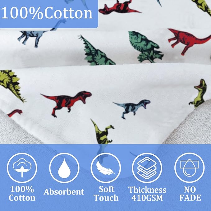 VOOVA & MOVAS Toddler Hooded Towel, Oversized (2-4Years,22"X22") Made from 100% Soft Cotton,Absorbent Hooded Poncho Towel for Baby Girl,Perfect for Pool | Swimming | Bath | Beach,Dino