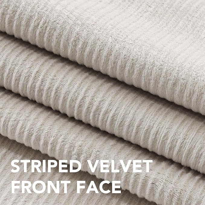 H.VERSAILTEX Velvet 100% Blackout Curtains for Living Room Full Light Blocking Curtains Thermal Insulated Room Window Drapes Soft Luxury Curtains Grommet Top 2 Panels (55" W x 96" L, Stone)