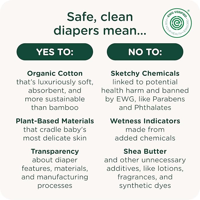 Our Diapers | The First EWG Verified & Microbiome-Friendly Diaper | 12-Hour Leak Protection | Made with Organic Cotton & Plant-Derived Materials | Totally Chlorine Free | Size 5 (27-35 lbs) 90 Count
