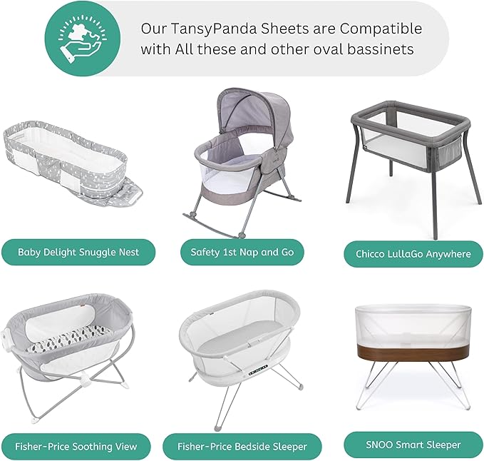 Bassinet Sheets for Baby Delight Snuggle Nest, Beside Me Doze, Snoo Smart, Fisher Price by TansyPanda, 3PC, 32 x 17 Inch, Ultra Soft, Breathable, Snug Fit, Unisex Boys, Girls (Ocean Fish)