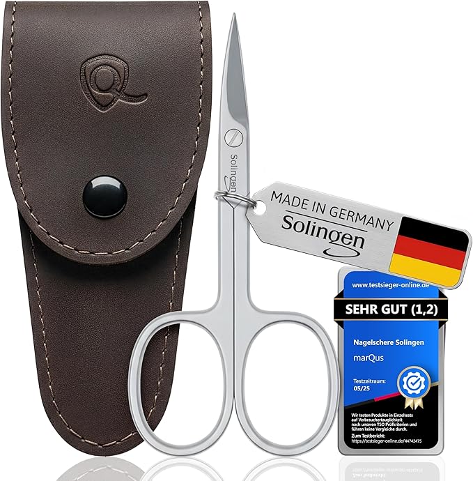 Solingen Nail Scissors Curved Blade – Precision German Steel for Fingernails & Toenails, Manicure & Pedicure, Extra Sharp with Stylish Storage Case