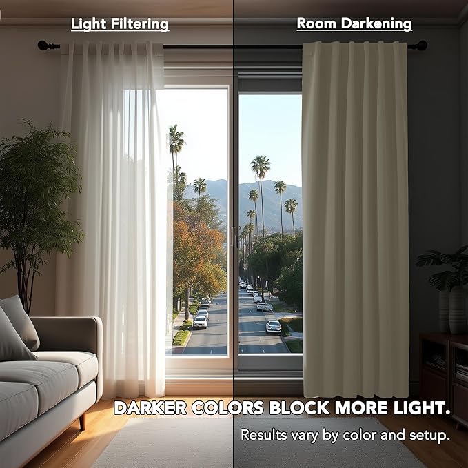 Deconovo Blackout Curtains, Thermal Insulated, W38 x L63 2 Panels, Back Tab, Machine Washable, Room-Darkening Drapes for Bedroom/Living Room Light Beige