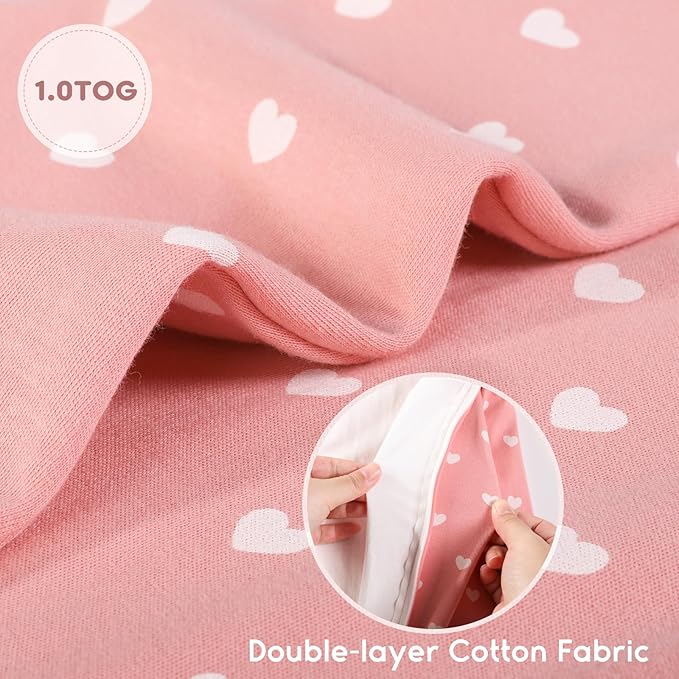 Yoofoss Baby Sleep Sack 0-6 Months TOG 1.0 Baby Wearable Blanket, 2 Pack 100% Organic Cotton Infant Toddler Sleeping Sack 2-Way Zipper Lightweight Sleep Sack