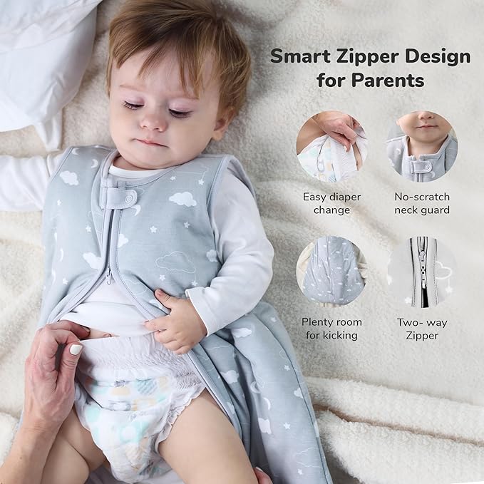 Mama Cheetah Baby Sleep Sack 2.5 TOG, Organic Cotton Baby Wearable Blanket with Two-Way Zipper, Swaddle Transition Baby Sleeping Bag for Newborn Infant Toddler Boy Girl, 24-48 Months