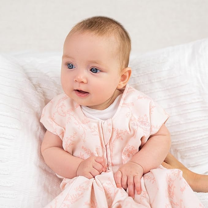 HALO SleepSack, 100% Cotton Wearable Blanket, Swaddle Transition Sleeping Bag, TOG 0.5, Pink Toile, Small, 0-6 Months