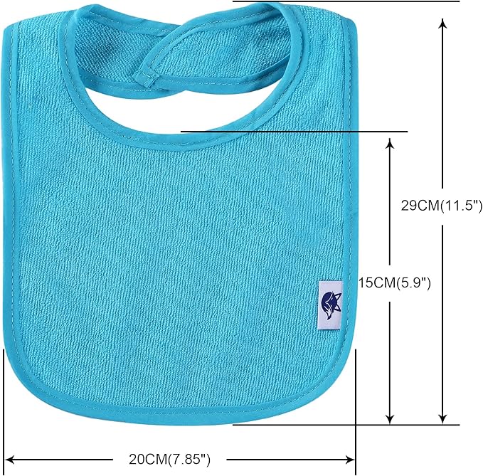 Nvatorfox 12 Pack Terry Drool Cotton Bibs, Unisex Baby Bibs with Fiber Filling Waterproof for Feeding, Teething, Drooling