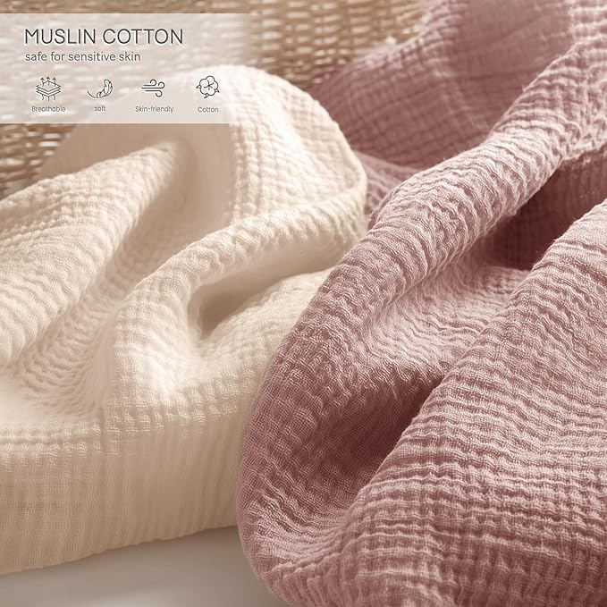 lulumoon Fitted Pack and Play Sheets: Soft Muslin Cotton Mini Crib Sheets - Neutral Colors for Boys and Girls