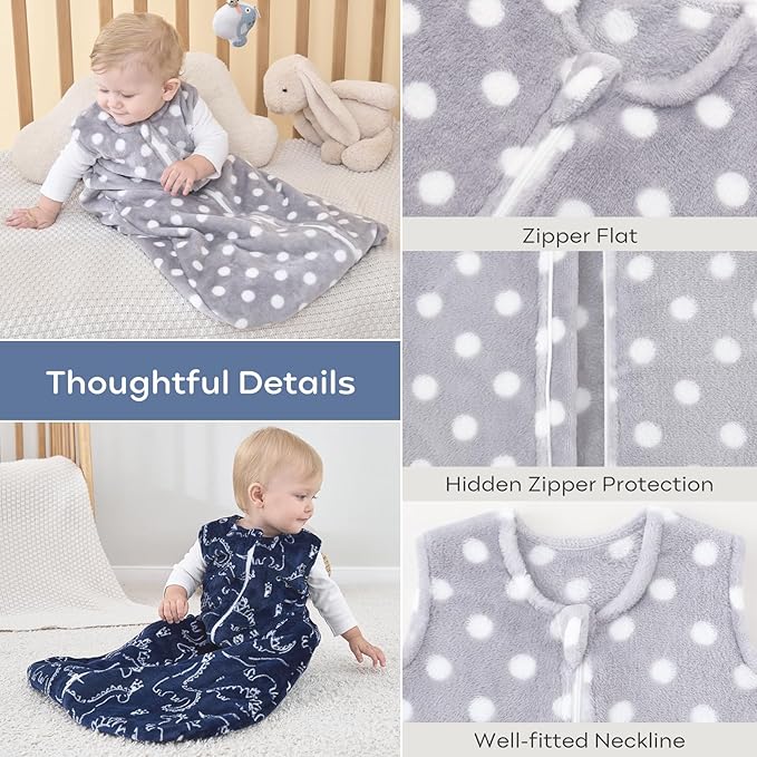 Yoofoss Baby Sleep Sack 12-18 Months, 1.5 Tog Sleep Sack, Fleece Baby Wearable Blanket with 2-Way Zipper, Toddler Sleeping Sack, Soft Warm Lightweight(Small)