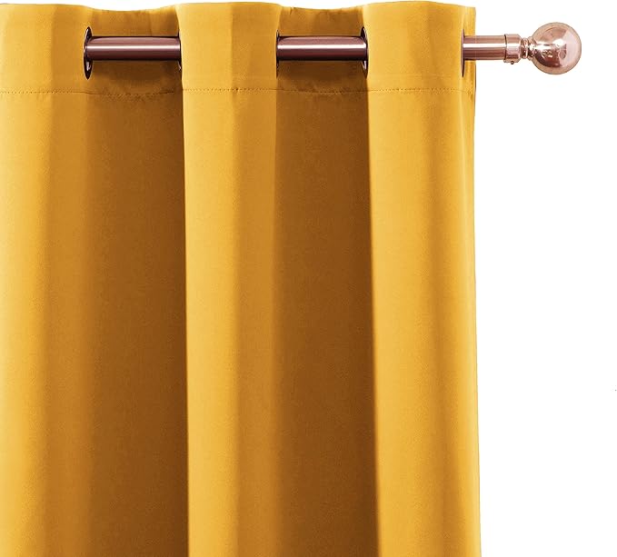 LEMOMO Yellow Thermal Blackout Curtains/40 x 72 Inch/Set of 2 Panels Room Darkening Curtains for Bedroom and Living Room
