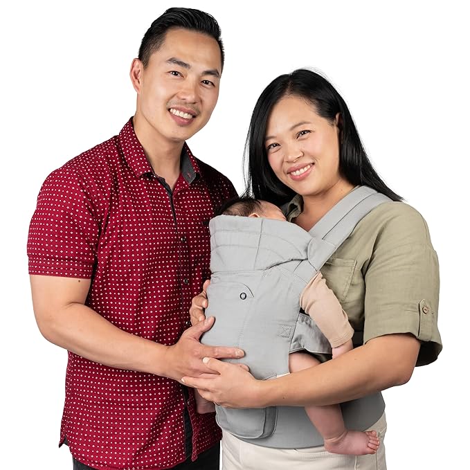 Baby Trend Caleo 3‑in‑1 Newborn Carrier, Snuggle Grey – 100% Cotton, Machine Washable, Lumbar Support & Built‑in Sun Hood