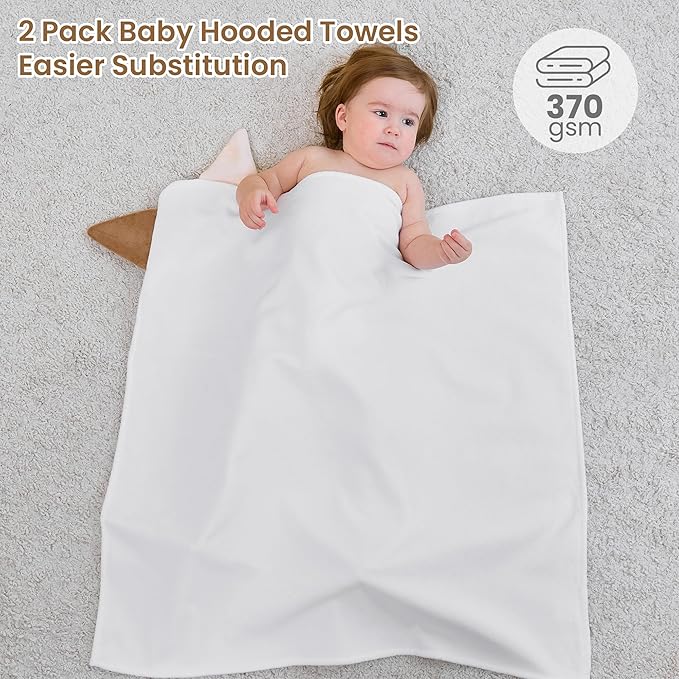 Mooreeke 2 Pack Toddler Towels - 100% Cotton Toddler Hooded Towels - Soft Baby Bath Towel with Hood for Newborn - Comfort Towel for Baby Girls and Boys - Animal Shaped (Puppy & Dinosaur)
