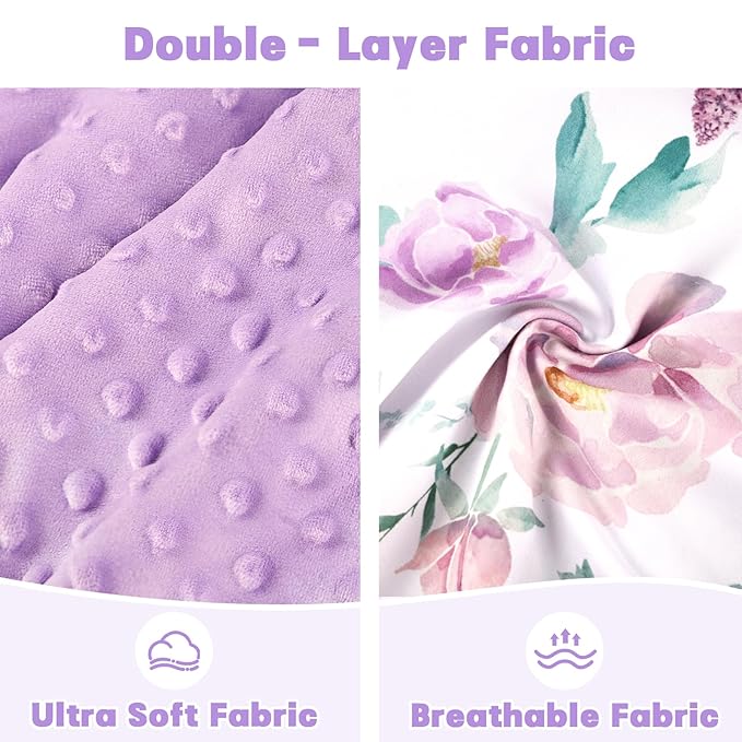 Car Seat Cover Baby, HNHUAMING Infant Car Seat Covers Canopy for Baby Girl Boy, Cozy & Windproof Newborn Carseat Covers Minky Dot Backing Stroller Cover with Breathable Mesh Window, Purple Flower