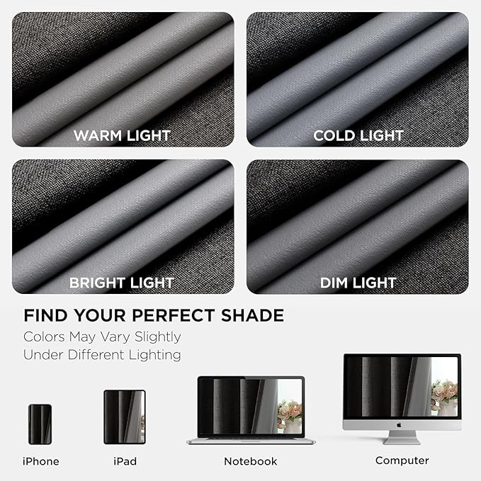 Joydeco Charcoal Grey Blackout Curtains 84 Inches Long, Curtains 84 Inch Length 1 Panel for Bedroom, Thermal Insulated Linen Black Out Curtains with Grommets(100x84, Charcoal Grey)
