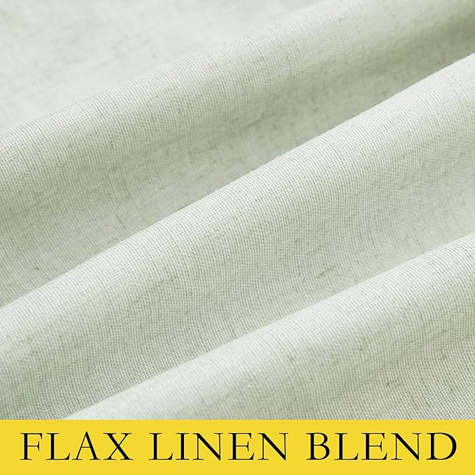 NICETOWN Sage Green Linen 100% Blackout Curtains 120" Length with Thermal Insulated Liners, Farmhouse Style Extra Long Window Draperies for Patio Sliding Glass Door (2 Panels, 52" W)