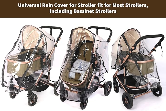Universal Stroller Rain Cover, Rain Cover for Strollers, Clear Travel Weather Shield for Baby 4 Season Protection, Rainy Wind Snow Dust (XL, Stander Rain Cover)