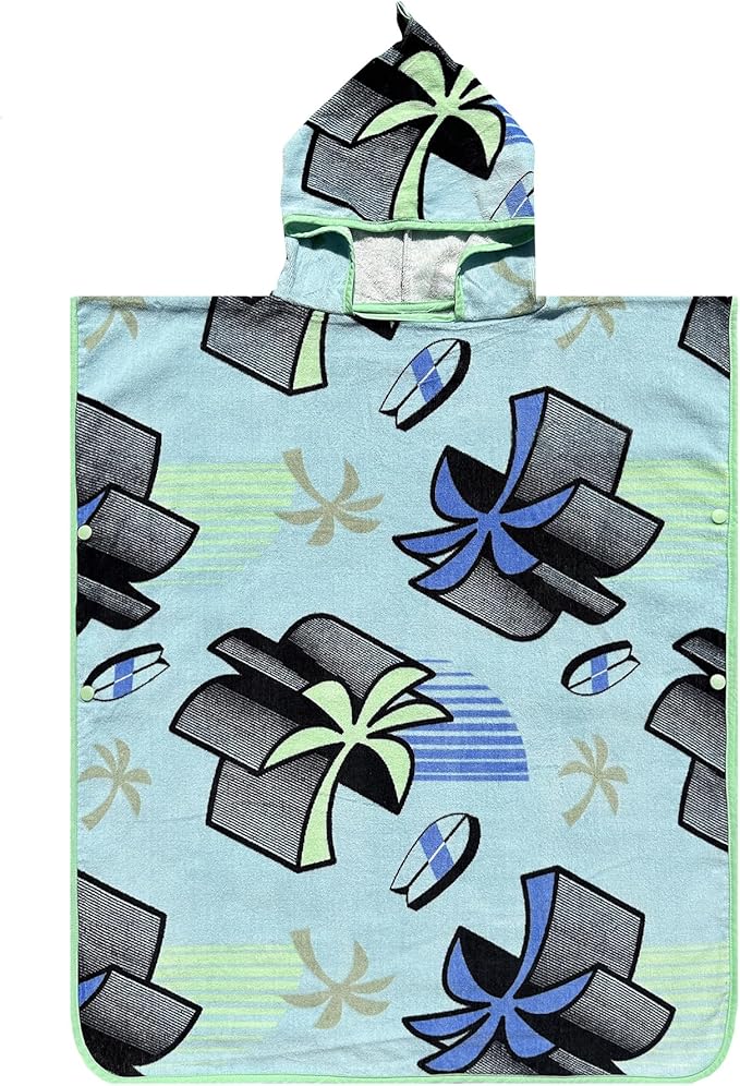 BANGSAUR Kids Beach Pool Bath Hooded Poncho Towel, 100% Cotton Surf Changing Towels Wrap, Baby Toddler Girl Boys 3-12 Years (Fly Wheel,9-12Years/Height:49"-59";125-150cm)