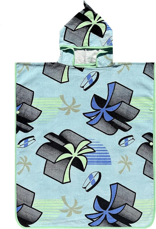 BANGSAUR Kids Beach Pool Bath Hooded Poncho Towel, 100% Cotton Surf Changing Towels Wrap, Baby Toddler Girl Boys 3-12 Years (Fly Wheel,9-12Years/Height:49"-59";125-150cm)