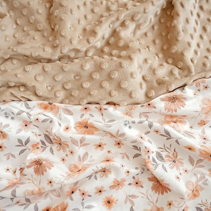 Konssy Minky Changing Pad Cover 2 Pack, Soft Minky Dots Plush Diaper Changing Table Cover Set, Breathable Changing Pad Sheets for Baby Girls Boys (Flourish, Clay)