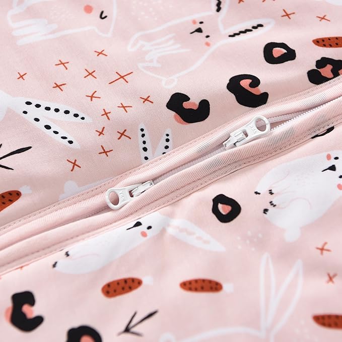 TADO MUSLIN Baby Sleep Sack 2-4 T 95% Rayon from Bamboo 5% Spandex Warm Girls Wearable Blanket 1.0 TOG Toddler Sleeping Sack 2- Way Zipper X-Large Pink Bunny