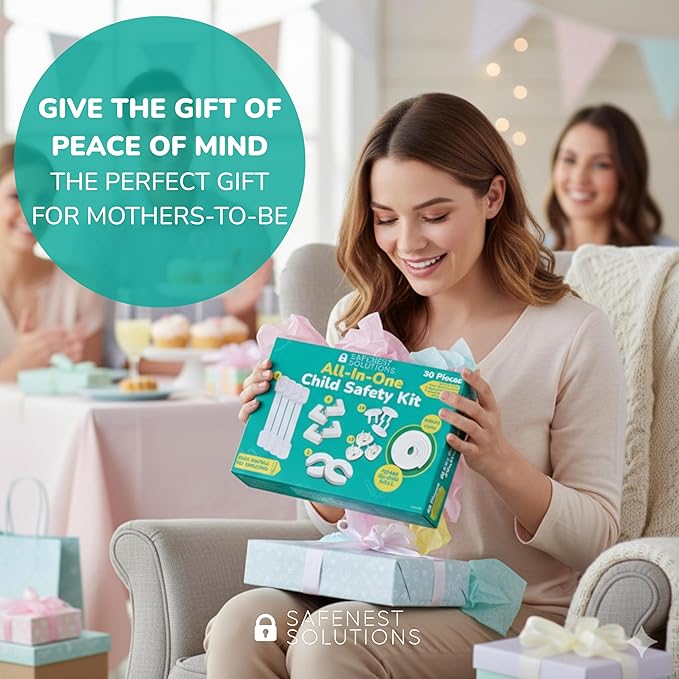 SAFENEST All-in-One Child Safety Kit 30pc, Ultimate Bundle, No Drilling Easy Install, Home Baby Proofing Essentials, Corner Guards, Outlet Covers, Cabinet Locks, Door Stops