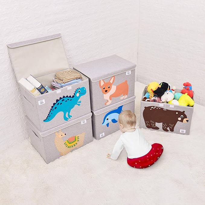 CLCROBD Foldable Large Kids Toy Chest with Flip-Top Lid, Collapsible Fabric Animal Toy Storage Organizer/Bin/Box/Basket/Trunk for Toddler, Children and Baby Nursery (Zebra)