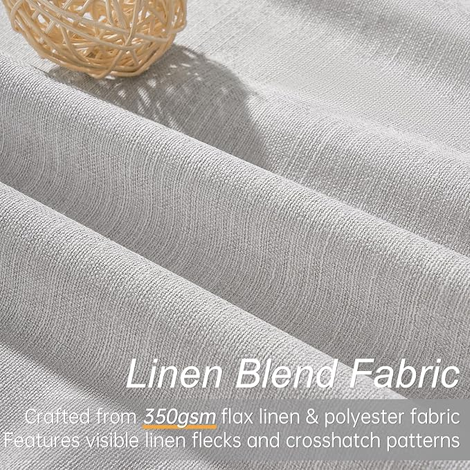 Topfinel 95 Inches Length Custom Blackout Linen Curtains Back Tab Pinch Pleated Noise Cancelling Curtains with Pin Hooks for Traverse Burlap Viral Drapes 2 Panels for Living Room Bedroom Grey