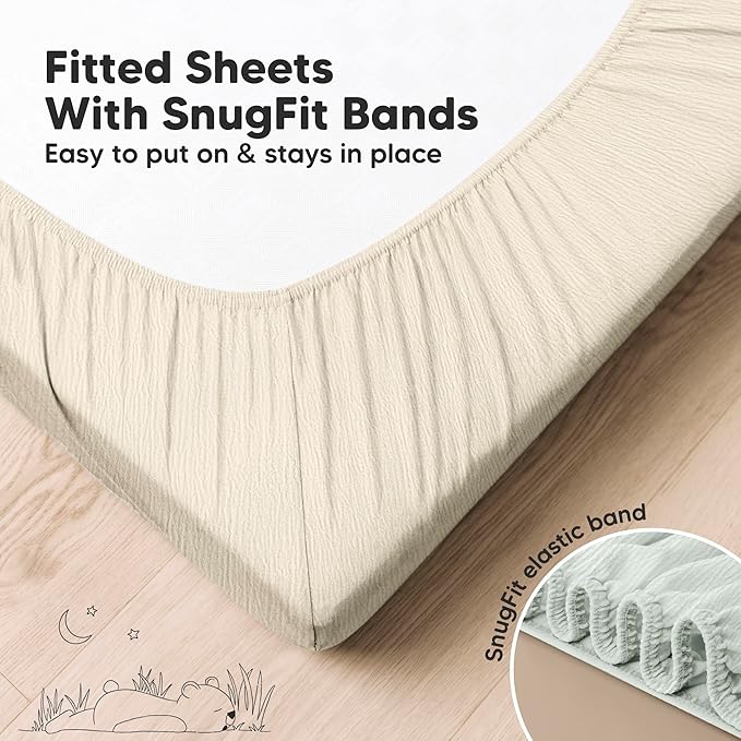 KeaBabies 2-Pack Muslin Crib Sheets for Boys, Girls - 100% Organic Cotton Fitted Baby Crib Mattress Sheet, Soft Breathable Standard Toddler Bed Cover Bedding Set, Neutral, Durable 52x28 (Willow)