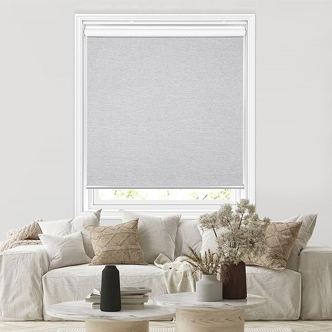 Homebox Cordless Blackout Roller Shades for Windows, 100% Room Darkening Blinds with Thermal Insulated Easy Install Spring System for Home, Living Room, Nursery (41" W x 72" H, Light Grey)