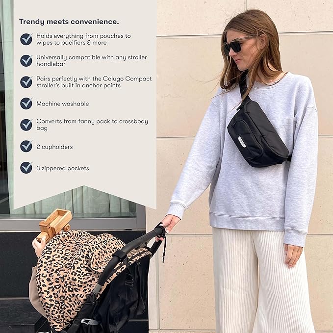 Colugo On-The-Go Stroller Organizer Insert with Zipper, Caddy with Cup Holder, Stroller Accessories for Parents specially designed to fit to your stroller with Non Slip Straps (Cocoa)