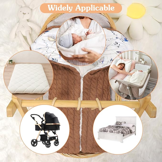 Yanmucy Baby Swaddle Blanket Multifunction Wrap Knitted Sleeping Bag Newborn Baby Receiving Blankets Stroller Wrap for 0-12 Months (Coffee)