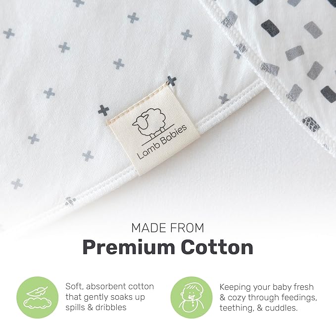 Lamb Babies Bandana Cotton Baby Bibs, Ultra Soft Stylish and Lightweight Absorbent Design for Milk Dribbles Burps and Spills