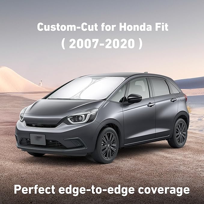Econour Windshield Sunshade for Honda Fit 2007-2018 2019 2020, Sun Visor for Front Windshield & Window Sun Shade Cover, UV Heat Blocker & Protector, Car Accessories