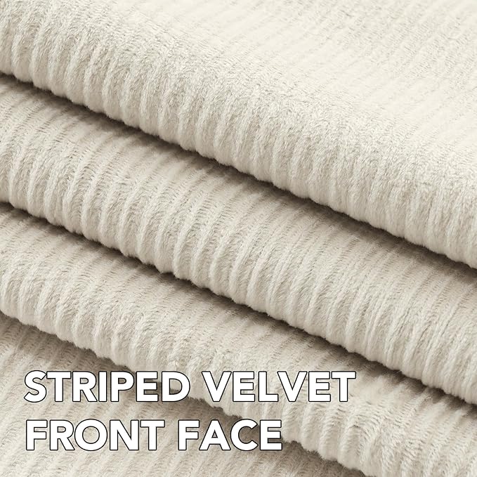 H.VERSAILTEX Velvet 100% Blackout Curtains for Living Room Full Light Blocking Curtains Thermal Insulated Room Window Drapes Soft Luxury Curtains Grommet Top 2 Panels (55" W x 108" L, Sand)