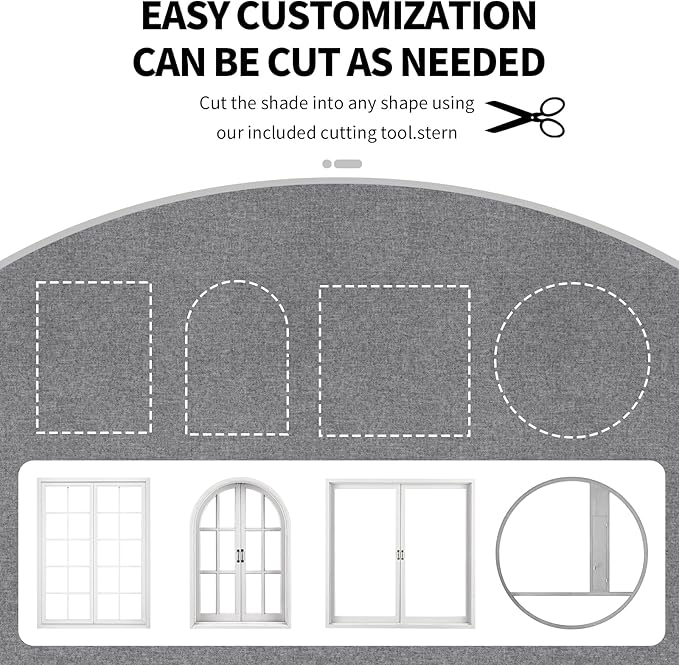 100% Upgraded Blackout Curtains for Bedroom, Rod-Free Hook&Loop Portable Blackout Shades for Travel, Black Out Window Cover No Drill Cuttable for Bedroom, Nursery, Media Room,Grey,57 * 79in