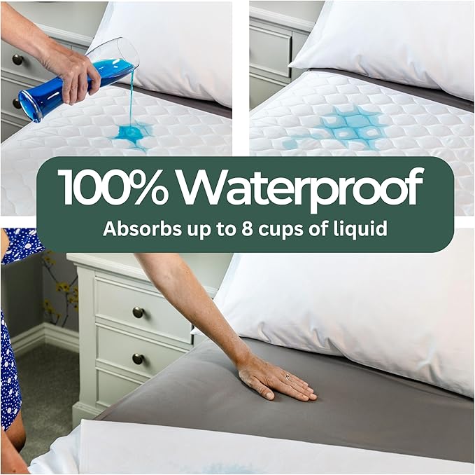 Hygge Sheets®️ Organic Washable Incontinence Bed Pads with Tucks - 100% Waterproof Reusable Mattress Protector Underpads - Rayon derived from Bamboo - Full Size Bed