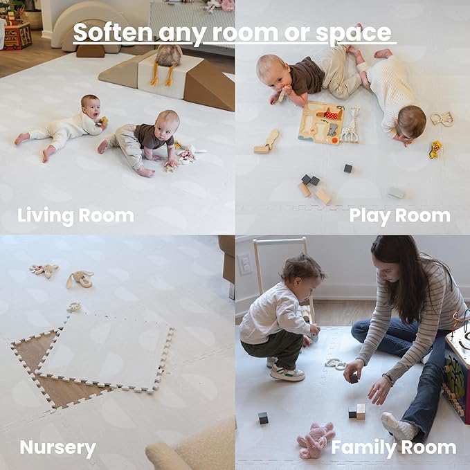 Baby Play Mat for Floor - Aura Pearl (6x6ft) - Premium EVA Foam Play Mat for Babies & Toddlers (Ages 0-5+) Non-Toxic Playmat for Tummy Time, Crawling & Playroom - Stylish & Comfortable